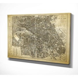 WEXFORD HOME Paris Map Blue Gallery Wrapped Canvas Wall Art, 36x48