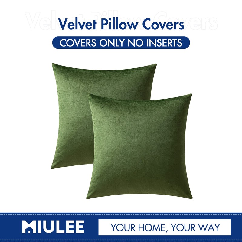 MIULEE Pack of 2 Velvet Soft Solid Decorative Square Throw