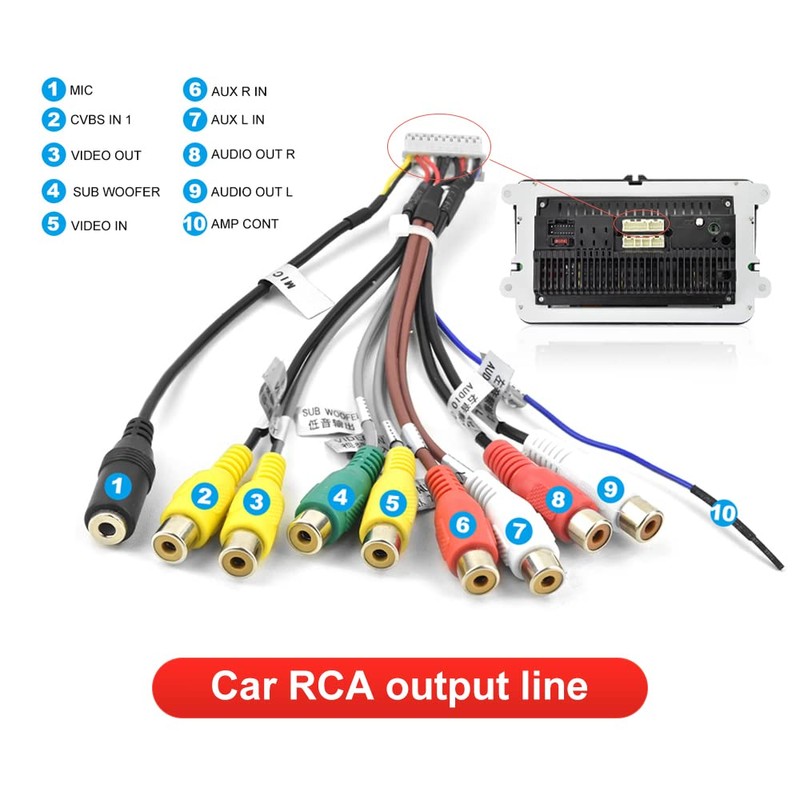 for Android Car Radio Stereo Power Cable RCA Video Audio