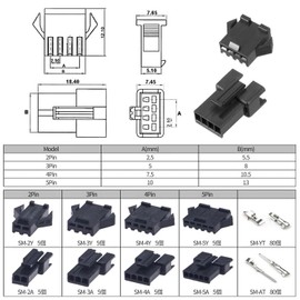 JST-SM Connectors, Wire Connectors, 200 Pieces, Housing Connectors, Small Connectors, Male/Female 0.1 inch (2.54 mm) Pitch Terminals, Crimp Terminals, Adapter Kit, Wire Work Terminals, Electronics