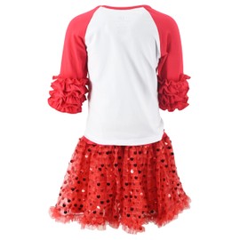 Unique Baby Girls Three Quarter Sleeve Valentines Day Tutu Skirt Set Outfits for Girl Toddler and Big Kids (6Y, Miss Valentine)