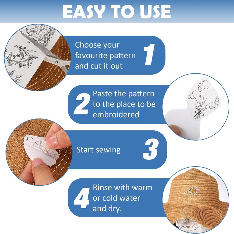 Scettar 11 Pieces Dissolvable Embroidery Paper,Dissolvable Fabric Embroidery,Water Soluble Embroidery