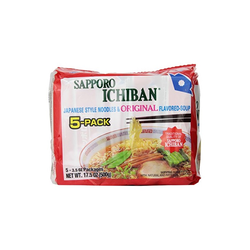 stickerless New [SAPPORO ICHIBAN] Ramen Noodles, Original Soy Sauce Flavor,