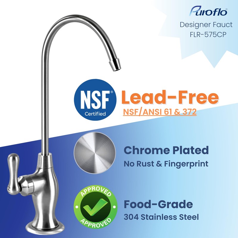 Chrome Reverse Osmosis Faucet, NSF Certified, Non‑Air Gap for Under