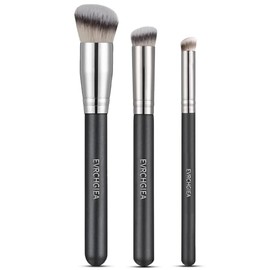 Juego de Pinceles de Contorno Corrector de Base Plana Angular, 2Pcs Densa Bajo Los Ojos Contorno de Nariz Cepillo Kabuki para Mezclar Ajuste Ocultar Pulido Con Líquido, Crema y Polvo(170/270