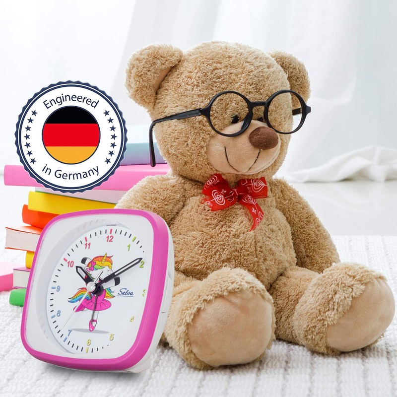 SELVA Quartz Alarm Clock Unicorn Ballerina Perfect for School Pink