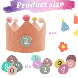 REYOK Birthday Crown Muslin, Pink Children's Birthday Hat, Reusable Birthday Crown for Girls Boys, Crown Party Hats, for Children, Boys, Girls, Birthday Party Favour