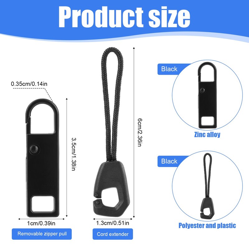 Gosknor 8pcs Zipper Pull, Detachable Zipper Tab Replacement Repair Kit