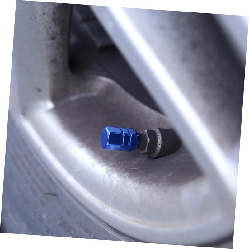 Alipis 4 Pcs Blue Aluminum Alloy Tire Valve Stem Caps