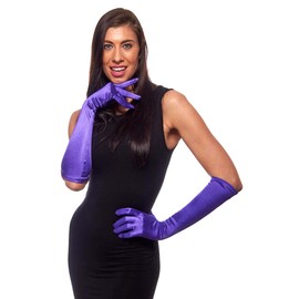 Very Long Satin Gloves in 38 Assorted Colors Assorted Glove Colors: Purple