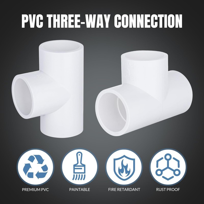 Nlvnmv 12 Pack 3-Way Tee Connector, 20 MM/0.79" PVC Pipe