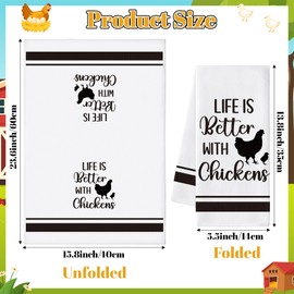 GROBRO7 Funny Chicken Hand Towel - 6Pcs Farm Hen Vintage Rustic Dishcloths Set Absorbent Polyester Soft Towels for Farmhouse Kitchen Bath Decor Cute Rooster Gifts for Men Women Housewarming