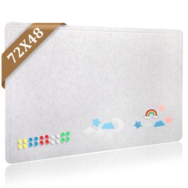 Large Bulletin Board 72 x 48 Inches, Decorative Felt Pin Board for Wall - 4' x 3' Foldable Photo Display Board with Self-Adhesive Tape, Includes 40 Push Pins