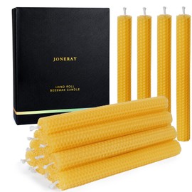 14 Pack Hand-Rolled Beeswax Taper Candles,8in Handmade Bees Wax Candle for Home,Dripless & Unscented Candle Sticks,Burning Time 4 Hours(Yellow)