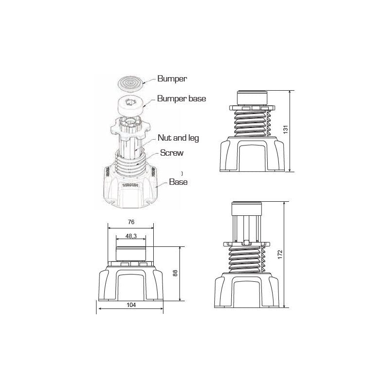 Wirquin 30719767 Multi use, Height Adjustable Shower Tray Feet -
