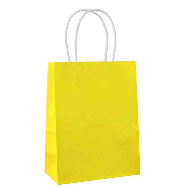 ADIDO EVA 25 PCS X-Small Gift Bags Yellow Kraft Paper Bags with Handles for Party Favors (5.9 x 4.3 x 2.4 In)
