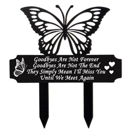 Butterfly Memorial Stakes Grave Decorations for Dad Cemetery Memorial Plaque for Outdoors Metal Butterfly Sympathy Garden Stake Waterproof Cemetery Decoration, 13.19 x 11.81 Inches (Vivid Style)
