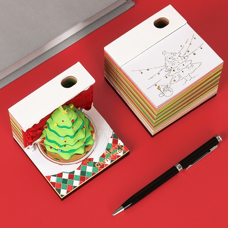 Christmas Tree 3D Memo Pad Innovative Paper Carving Art 3D