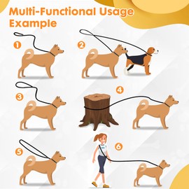 UpWallYoga Heavy Duty Hands-Free Service Dog Leash - 10ft Double-Layered Woven Strap, Frog Clip in Front, D-Ring in Back, Adjustable for Large and Medium Dogs for Walking and Running