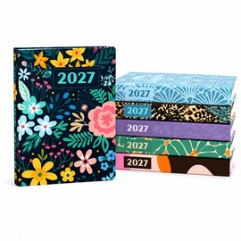 MA NASIR 2027 Graphic Patterned Diary Pocket Size – Assorted Design Week To View Diary, Hardcover With Ribbon Bookmark, 11 X 8.5cm, Year Planner & Notes Pages, Pocket Diary 2027 Pack Of 1