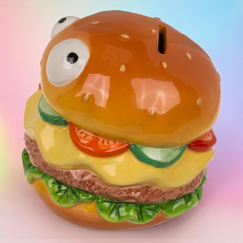 MIJOMA Burger Money Box with Ceramic Eyes - With Lock
