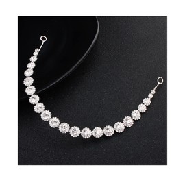 Suandsu Crystal Headband Round Rhinestone Bridal Headpiece Hair Vine Accessories for Women and Girls