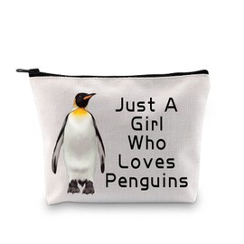 PXTIDY Cute Penguin Makeup Bag Penguin Lover Gift Just A Girl Loves Penguins Zipper Cosmetic Bag Penguins Gift for Family Friends Animal Lover Gift