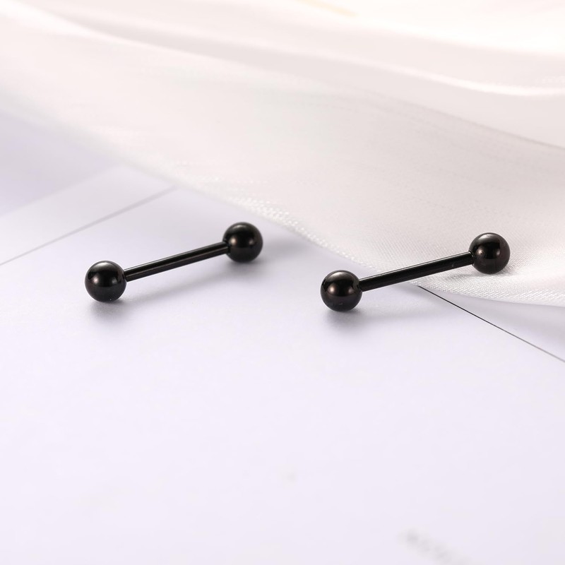 PEAKLINK Black Titanium Nipple Bars 16 Gauge Straight Internally Threaded
