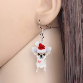 NEWEI Cute Christmas Dog Earrings Dangle Jewellery for Girls Women Gifts Charms, Acrylic, No information