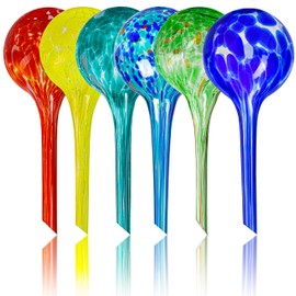 Mission Gallery Plant Watering Globes Set of 6 - Small Self Watering Globes for Indoor & Outdoor Plants - Multicolored, Automatic, Glass Watering Bulbs for Daily Use, Plant Watering Devices