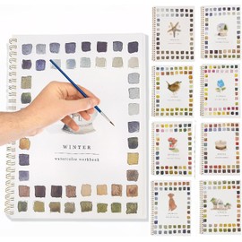 Watercolor Workbooks for Beginners,16 Spiral-Bound Pages Dispersed Watercolor Book for Adults, Arts and Crafts Supplies Gift (Winter)