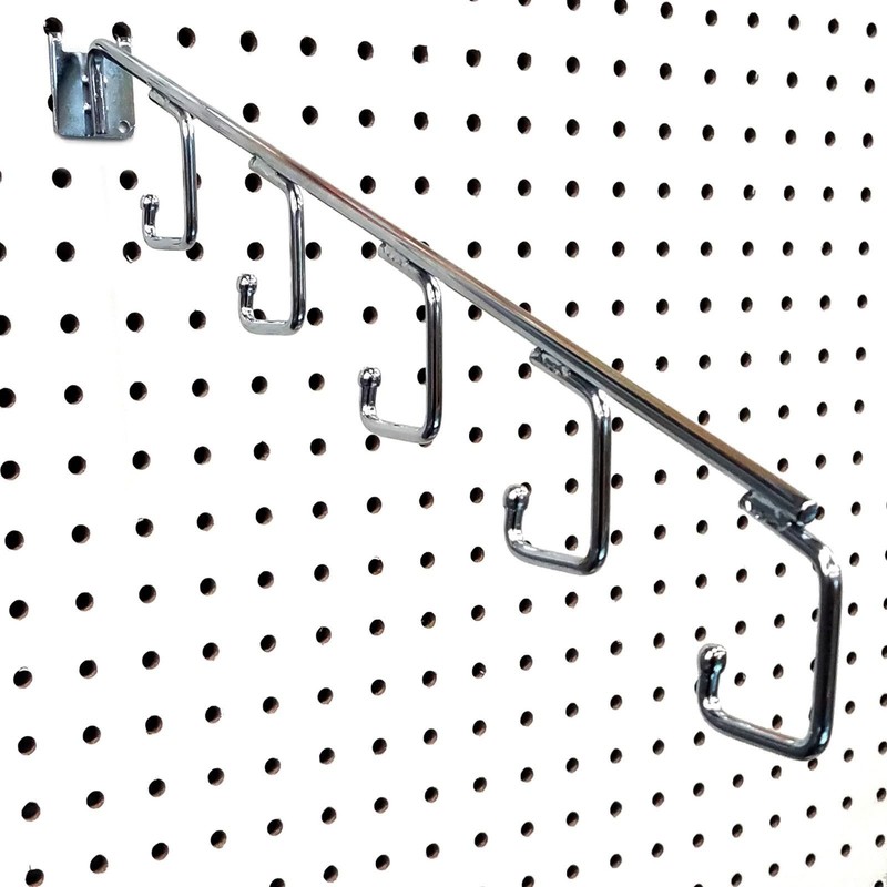 16" L Pegboard 5 Hook Waterfall Faceout Hook, Chrome -