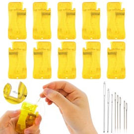 HORREX Automatic Needle Threader Threader for Needles Threading Aid for Sewing Needles Needle Threader for Sewing Machines Threading Tool for Sewing Work and Quick Threading Sewing Machine Yellow