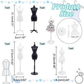 nbeads 5 Sets Mini Mannequin Display Model, Plastic Display Holder Mannequin Display Holder Dress Shape for Mini Dresses DIY Making Accessories Clothing Display Rack