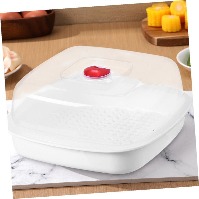 DOITOOL Microwave Steamer 8.27X8.27X4.33In Square Plastic Food Steamer with Ventilated