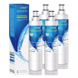 ICEPURE RWF0500A Refrigerator Water Filter Compatible with 9010 filter, 4PACK