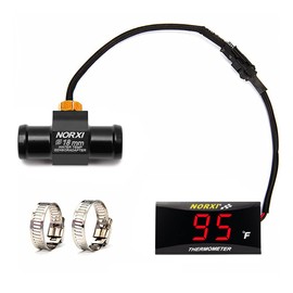 Motorcycle Water Temp Gauge Fahrenheit Display 32~248F Over-Temperature Alert, Universal Digital Temperature Meter with Temp Sensor Adapter for Most Car Marine Motorcycle Digital Meter(Red,18mm)