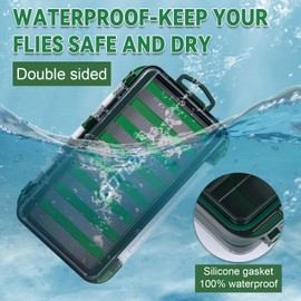 Goture HB158A Fly Fishing Tackle Box, Waterproof Floating Airtight Stowaway Fishing Lure Box,Tackle Box with Adjustable Dividers, Fishing Storage Lure Box 7.92"L x 4.36"W x 1.88"H