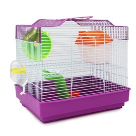 BPS Hamster Cage Chalet House with Feeding Bowl, Drinker, Wheel, Special House, Random Colour, 33 x 23 x 30 cm, BPS-1175