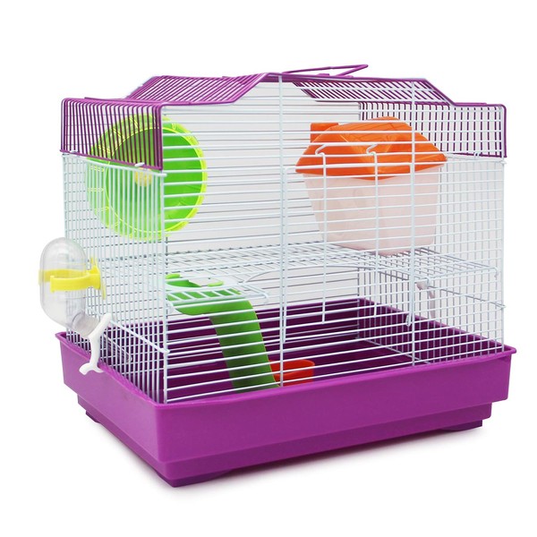 BPS Hamster Cage Chalet House with Feeding Bowl, Drinker, Wheel,