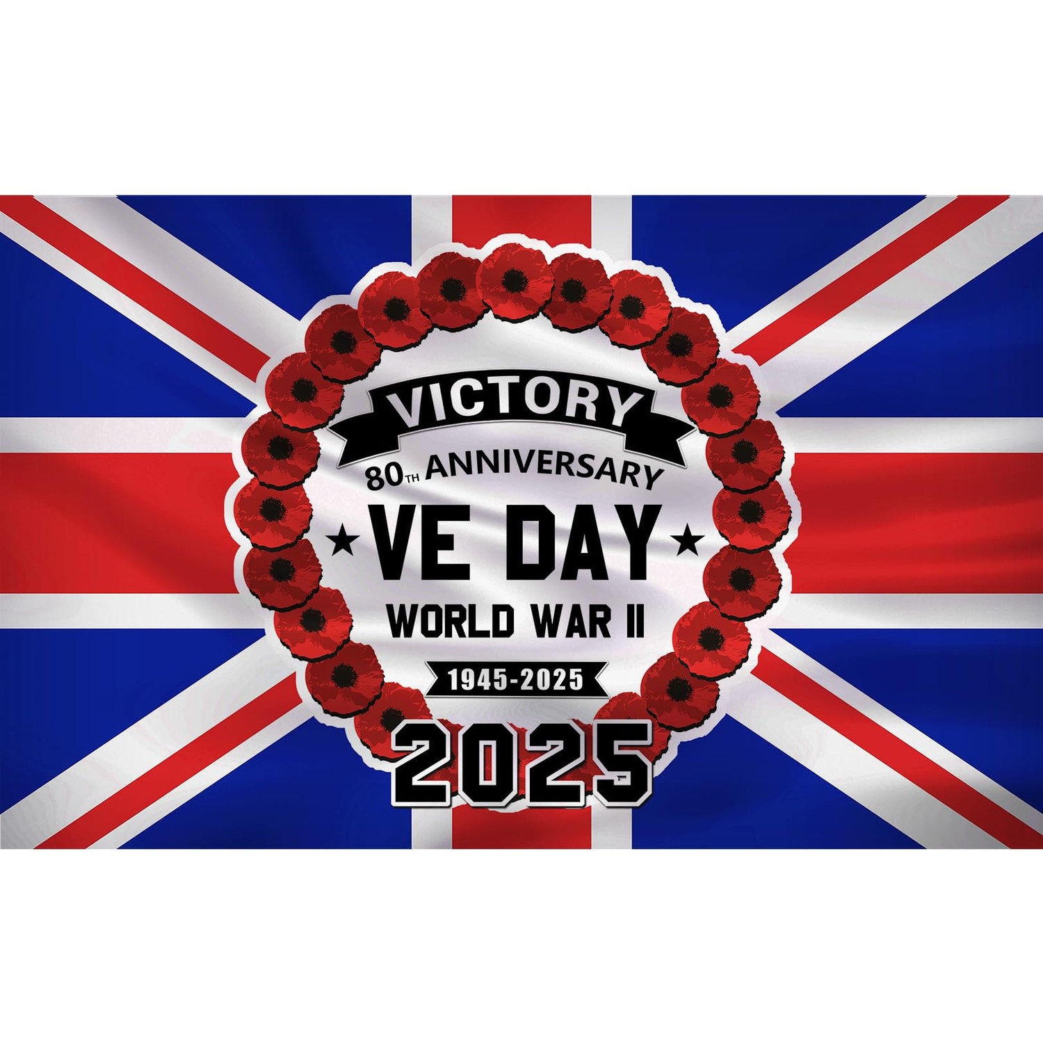1 PCS VE Day 80th Anniversary Decorations,VE Day 80th Anniversary Flag ...