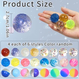 Pack of 24 Bouncy Balls for Children, 27 mm Bouncy Balls Planets, Springball, Rubber Ball, Bouncy Ball for Children, Party Bags, Children's Birthday, Colourful Rubber Ball, Pinata Filling, Children's