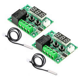 XH-W1209 Digital Heat Cool Temp Thermostat Board DC 12V Micro Thermostat Board with Waterproof NTC Probe 10A One-Channel Relay 2pcs