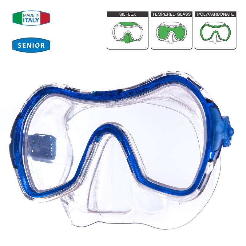 Salvas Drop SR Mens Diving Mask - L, Blue (Transparent/Transparent