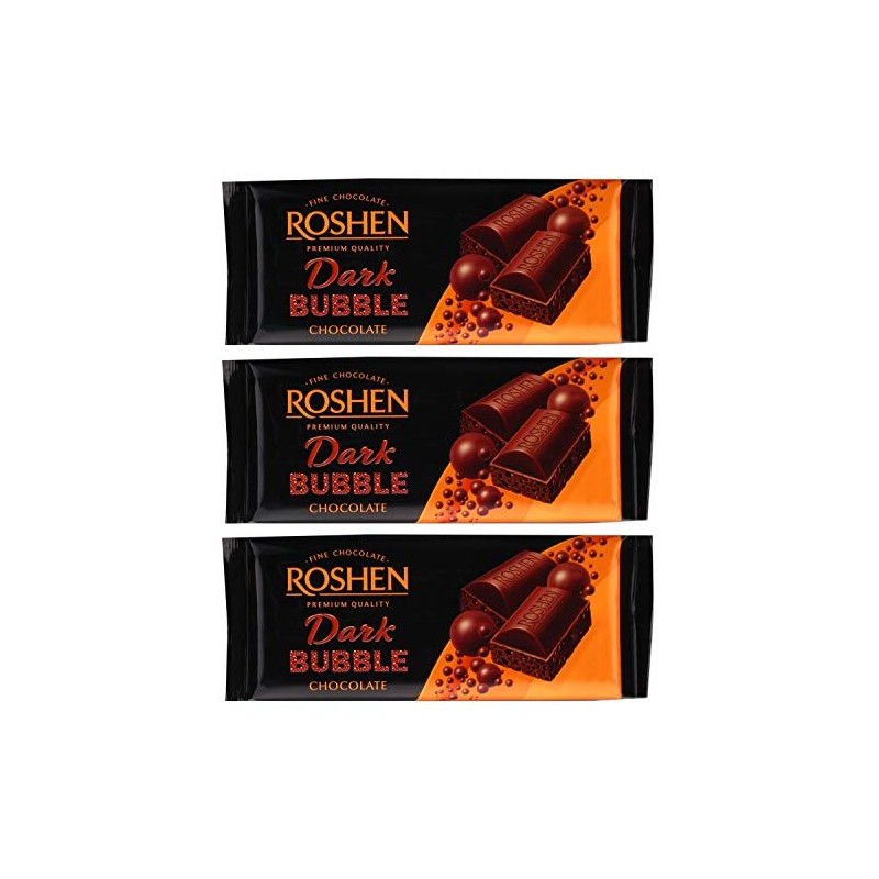 Roshen "Aerated" Fine Dark Chocolate Bar, (2.82 oz/80 grams) Pack