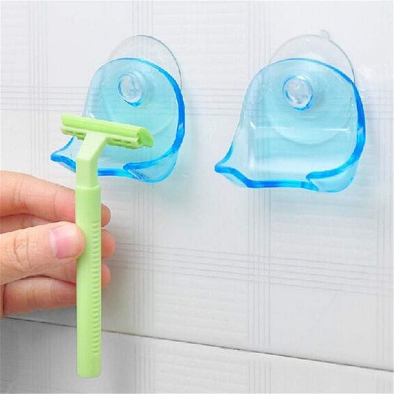 JJLFresheners Blue Suction Cup Hooks Removable Hook Razor Holder Transparent