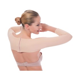 Brazo superior de compresión de manga Shaper Crop parte superior – Corrector de postura Back Supporter mujeres Liposuction ropa de compresión, Beige, XXL
