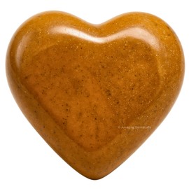 Amazing Gemstone Yellow Jasper Crystal Heart Palm Stone - Pocket Massage Worry Stone for Natural Body Chakra Balancing, Reiki Healing and Crystal Grid