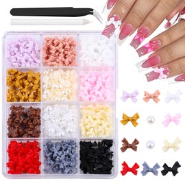 3D Bow Charms for Nails Cute Butterfly Nail Charms Mixed Colors Bows Style and Nails Flatback Pearl,for Manicure DIY Nail Art Design Jewelry Decoration