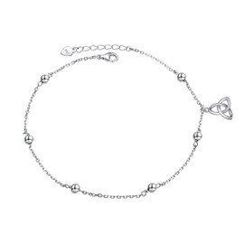 HOOHWE Anklet for Women Sterling Silver Sunflower Turtle Anchor Star and Moon Beach Anklet Double Layer with Beads Adjustable Boho Gift for Girls, Sterling Silver